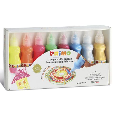 TÉMPERA PRIMO 8 COLORES APLICADOR 50 ML.